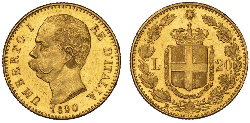 Umberto I, 20 Lire 1890 FDC